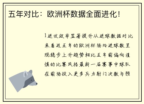 五年对比：欧洲杯数据全面进化！