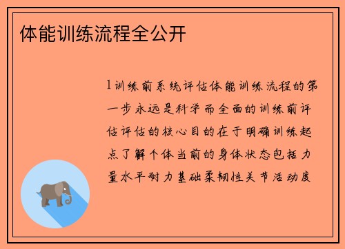 体能训练流程全公开